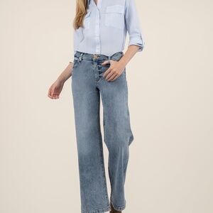 Kut from the Kloth Jean High Rise Wide Leg Size 1212 / Enforce W/Med Base Wash